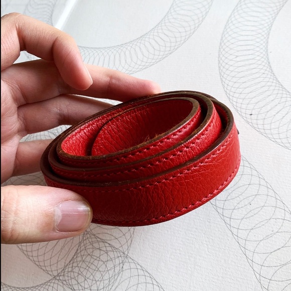 HERMES Vintage Red Leather Belt Strap 26” Waist main image 7